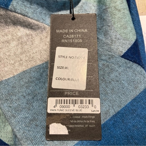 PAPA VANCOUVER Sz XL Asymmetrical Handkerchief Hem Line Patch  Pockets Tunic NEW - Picture 9 of 9